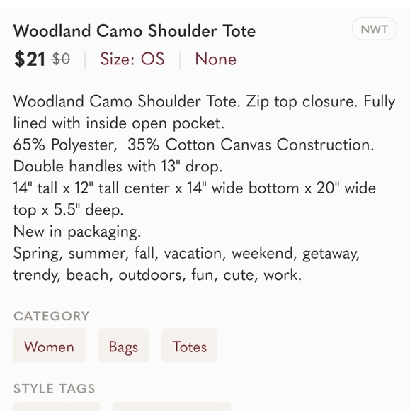 Woodland Camo Shoulder Tote - Picture 2 of 2